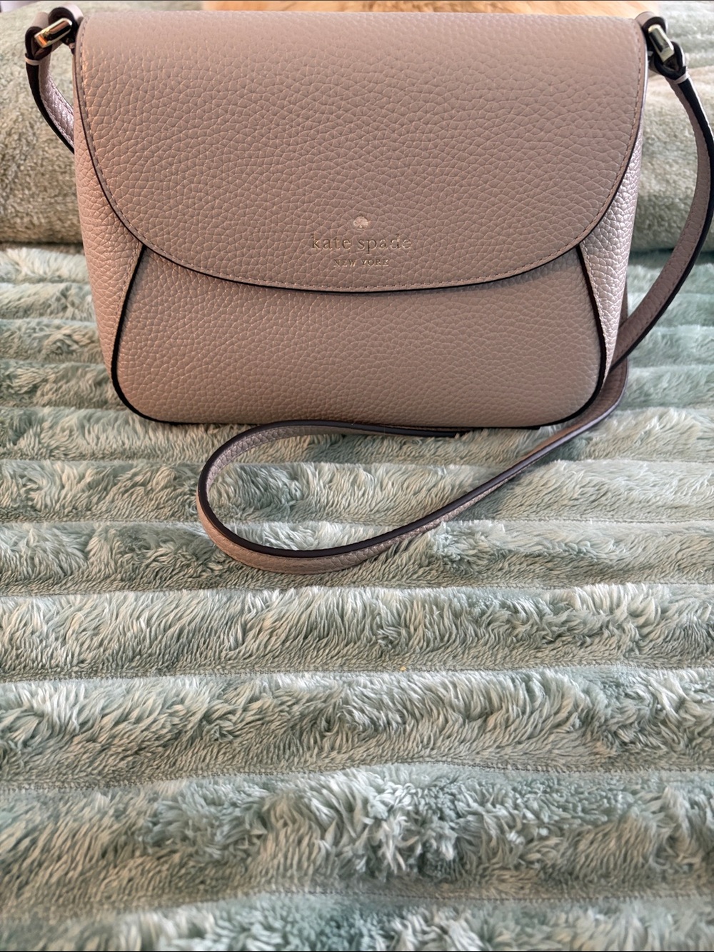 kate spade Pebbled Leather Crossbody Bag in Taupe